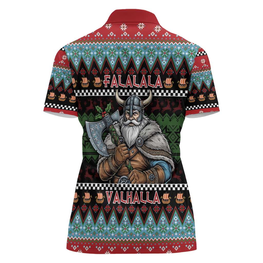 Vikings Christmas Women Polo Shirt Warrior Santa - Wonder Print Shop