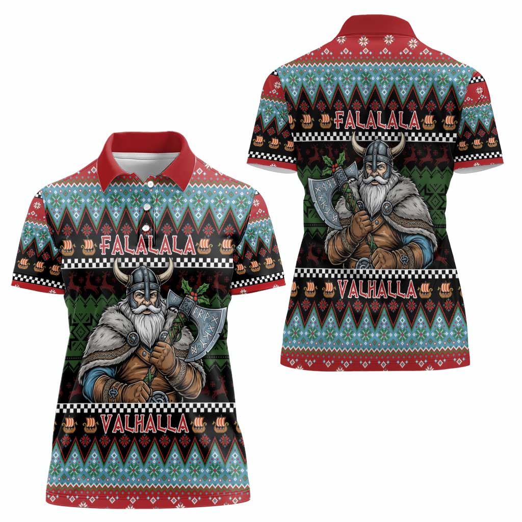 Vikings Christmas Women Polo Shirt Warrior Santa - Wonder Print Shop