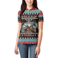 Vikings Christmas Women Polo Shirt Warrior Santa - Wonder Print Shop