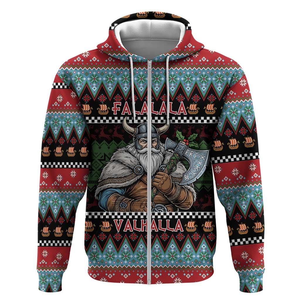 Vikings Christmas Zip Hoodie Warrior Santa - Wonder Print Shop