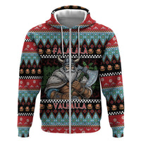 Vikings Christmas Zip Hoodie Warrior Santa - Wonder Print Shop