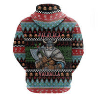 Vikings Christmas Zip Hoodie Warrior Santa - Wonder Print Shop
