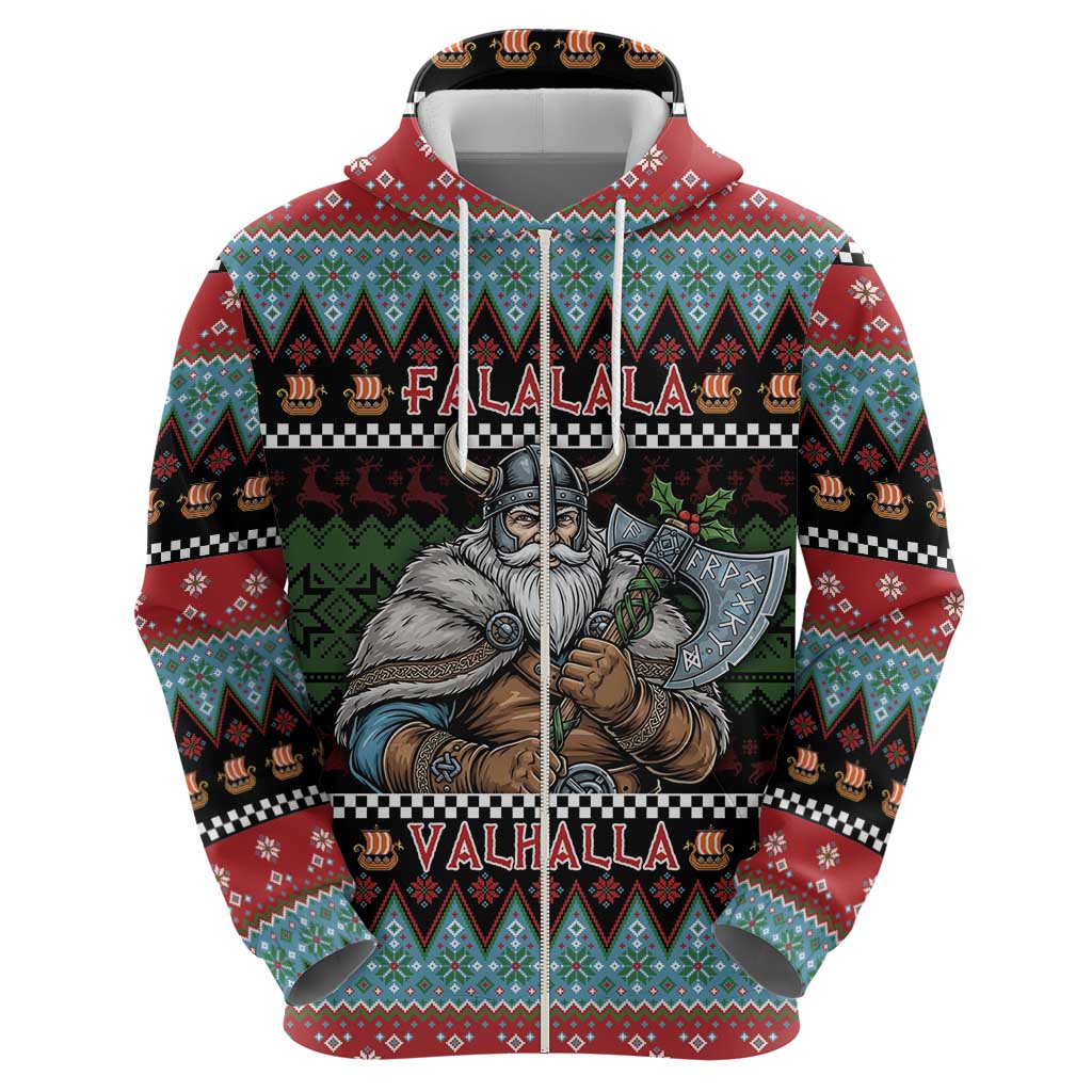 Vikings Christmas Zip Hoodie Warrior Santa - Wonder Print Shop