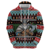 Vikings Christmas Zip Hoodie Warrior Santa - Wonder Print Shop