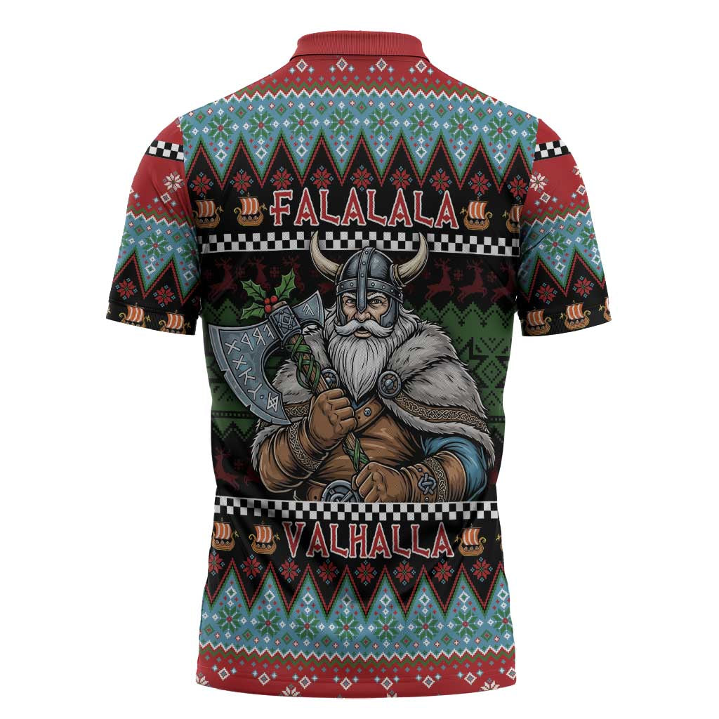Vikings Christmas Zipper Polo Shirt Warrior Santa - Wonder Print Shop