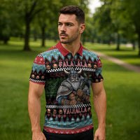 Vikings Christmas Zipper Polo Shirt Warrior Santa - Wonder Print Shop