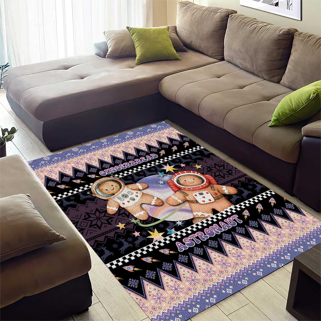 Astronaut Christmas Area Rug Gingerbread In Space - Wonder Print Shop