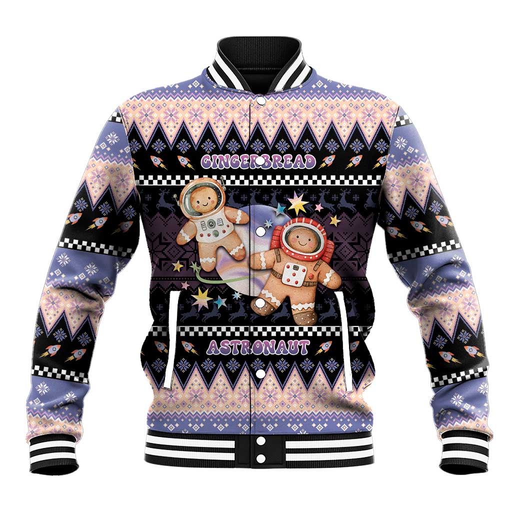 Astronaut Christmas Baseball Jacket Gingerbread In Space - Wonder Print Shop