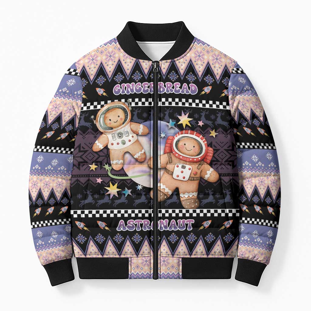 Astronaut Christmas Bomber Puffer Jacket Gingerbread In Space - Wonder Print Shop