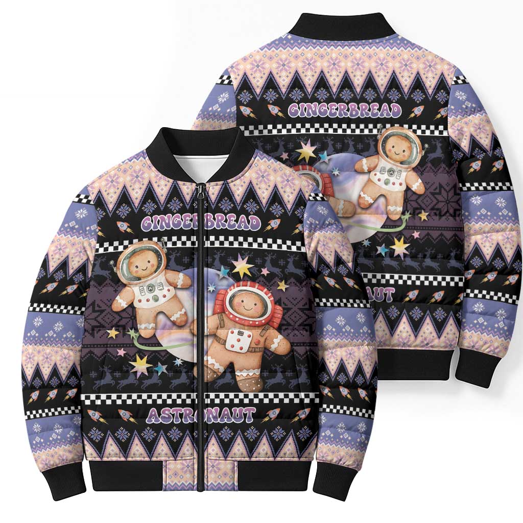 Astronaut Christmas Bomber Puffer Jacket Gingerbread In Space - Wonder Print Shop