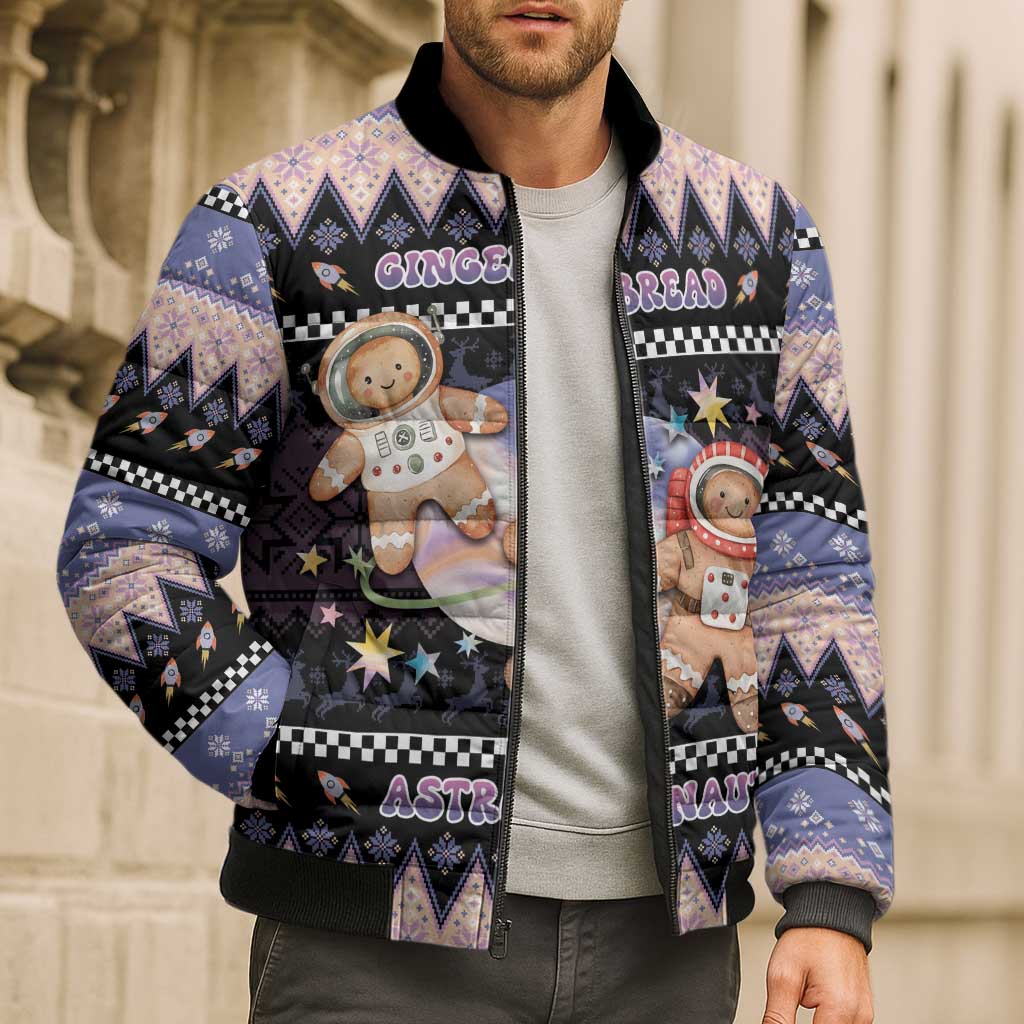 Astronaut Christmas Bomber Puffer Jacket Gingerbread In Space - Wonder Print Shop