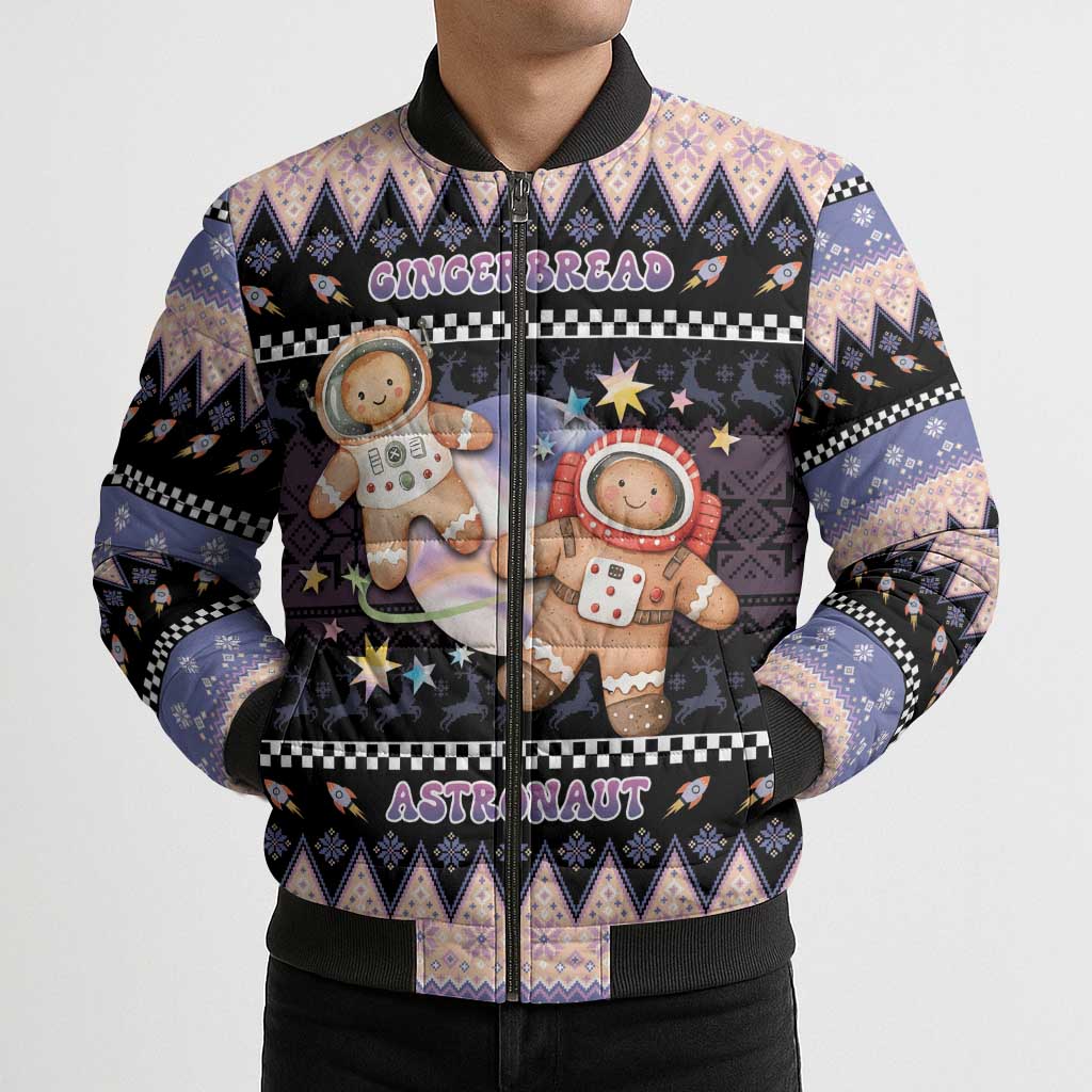 Astronaut Christmas Bomber Puffer Jacket Gingerbread In Space - Wonder Print Shop