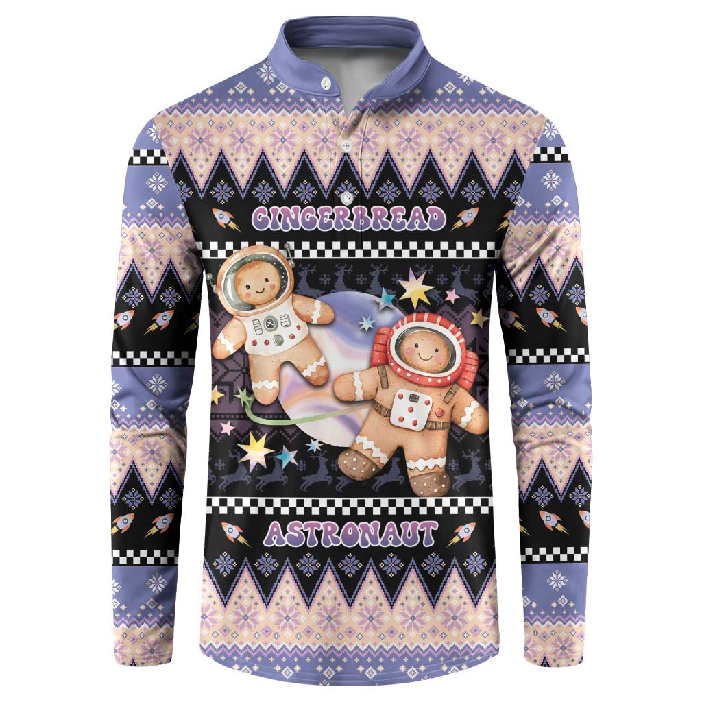 Astronaut Christmas Button Sweatshirt Gingerbread In Space - Wonder Print Shop