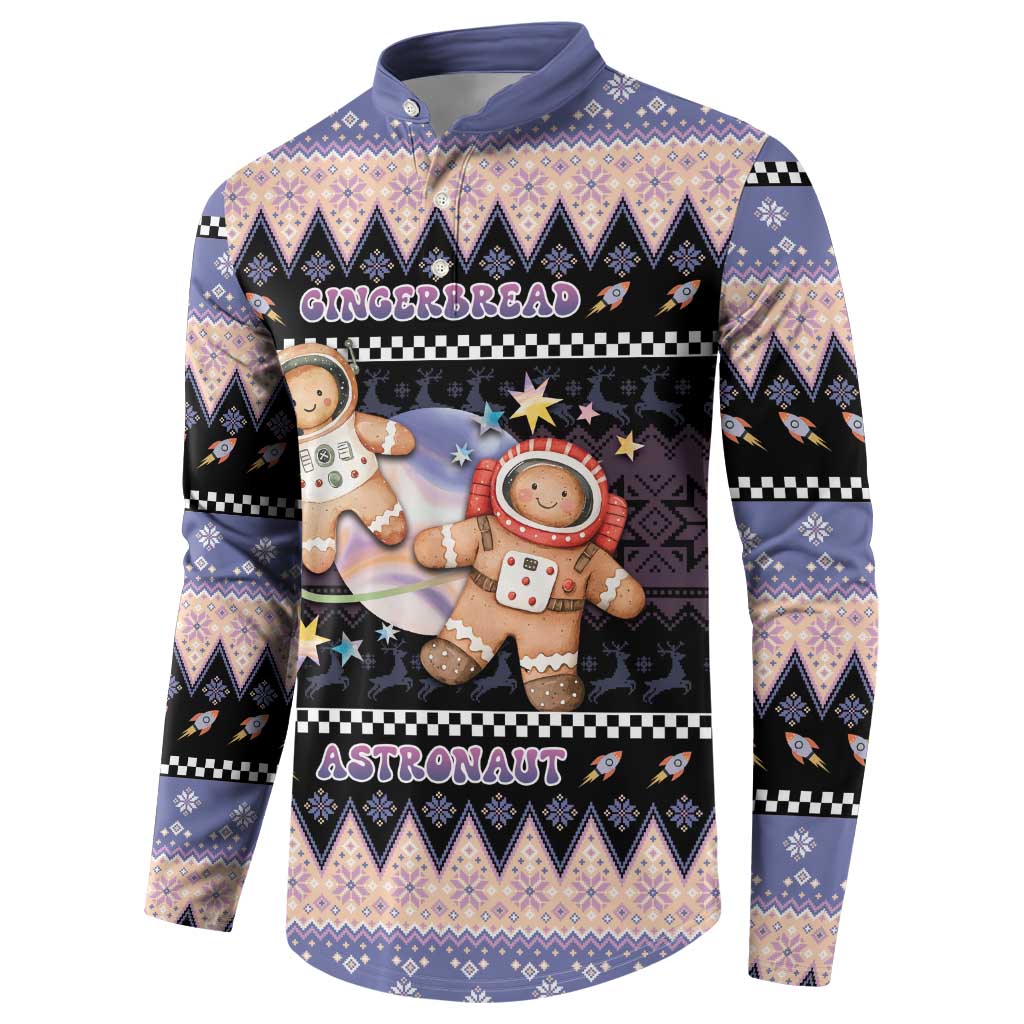 Astronaut Christmas Button Sweatshirt Gingerbread In Space - Wonder Print Shop