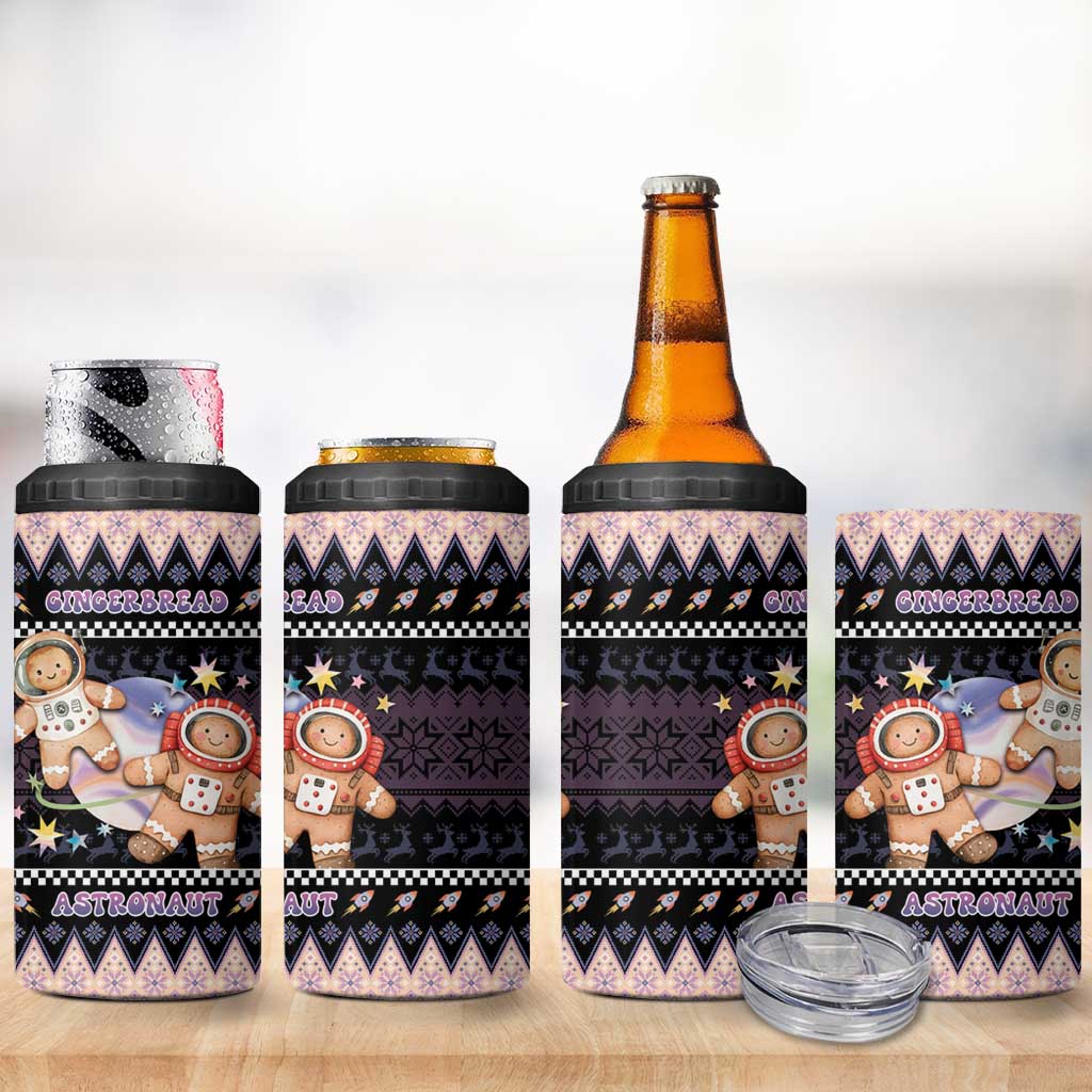 Astronaut Christmas 4 in 1 Can Cooler Tumbler Gingerbread In Space - Wonder Print Shop
