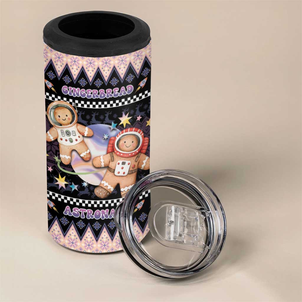 Astronaut Christmas 4 in 1 Can Cooler Tumbler Gingerbread In Space - Wonder Print Shop