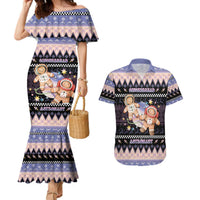 Astronaut Christmas Couples Matching Mermaid Dress and Hawaiian Shirt Gingerbread In Space - Wonder Print Shop