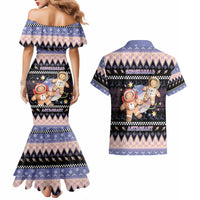 Astronaut Christmas Couples Matching Mermaid Dress and Hawaiian Shirt Gingerbread In Space - Wonder Print Shop