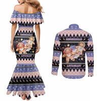Astronaut Christmas Couples Matching Mermaid Dress and Long Sleeve Button Shirt Gingerbread In Space - Wonder Print Shop