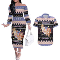 Astronaut Christmas Couples Matching Off The Shoulder Long Sleeve Dress and Hawaiian Shirt Gingerbread In Space - Wonder Print Shop