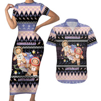 Astronaut Christmas Couples Matching Short Sleeve Bodycon Dress and Hawaiian Shirt Gingerbread In Space - Wonder Print Shop