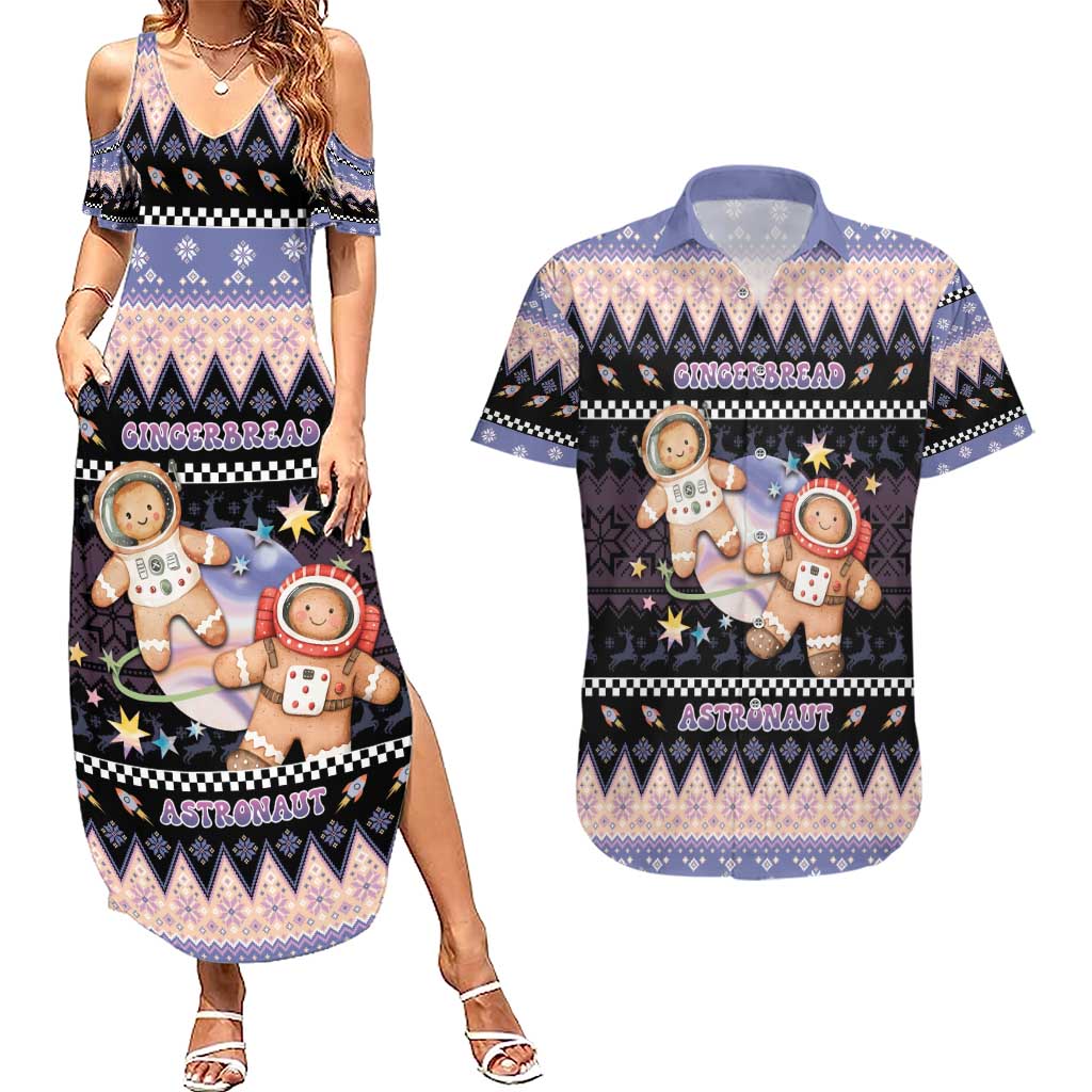 Astronaut Christmas Couples Matching Summer Maxi Dress and Hawaiian Shirt Gingerbread In Space - Wonder Print Shop