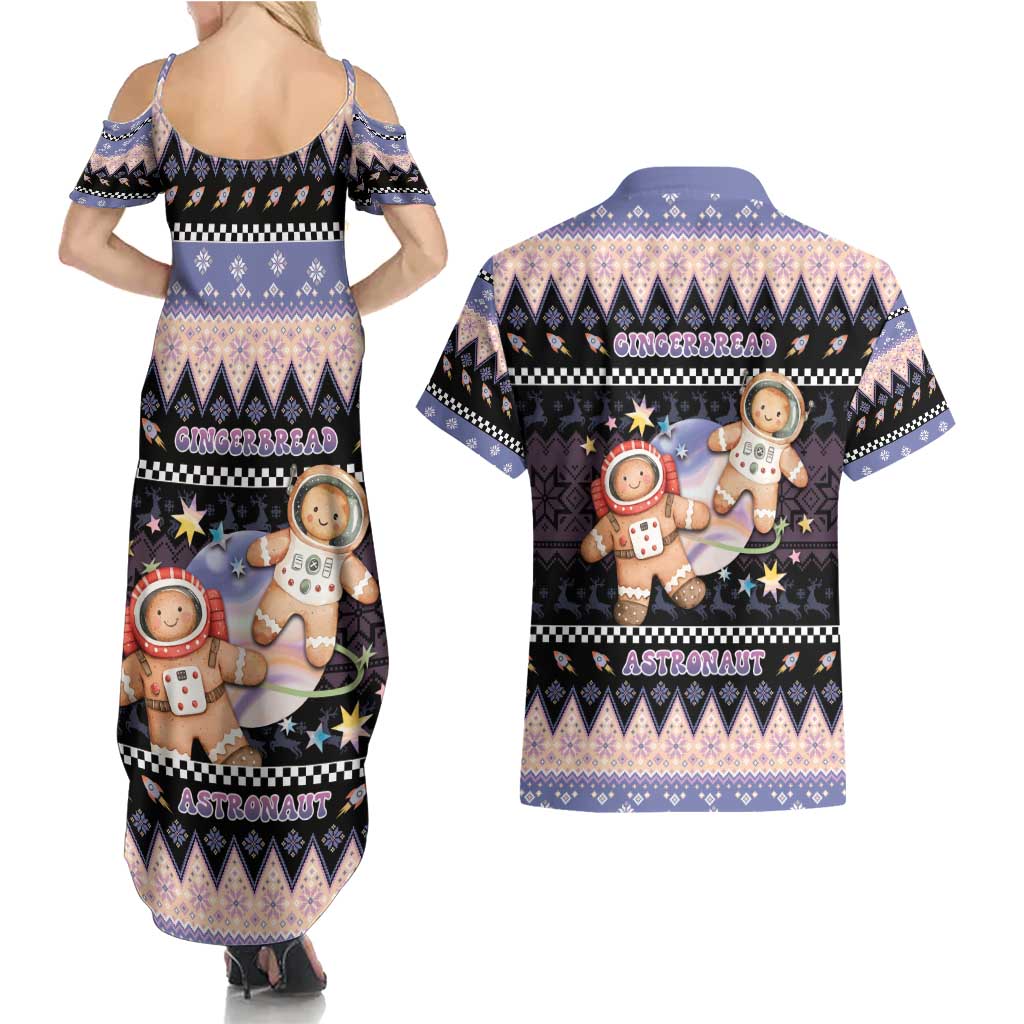 Astronaut Christmas Couples Matching Summer Maxi Dress and Hawaiian Shirt Gingerbread In Space - Wonder Print Shop