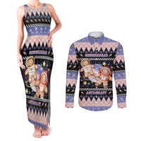 Astronaut Christmas Couples Matching Tank Maxi Dress and Long Sleeve Button Shirt Gingerbread In Space - Wonder Print Shop