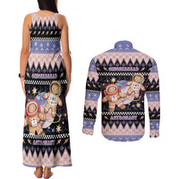 Astronaut Christmas Couples Matching Tank Maxi Dress and Long Sleeve Button Shirt Gingerbread In Space - Wonder Print Shop