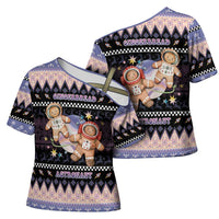 Astronaut Christmas Cross Shoulder Shirt Gingerbread In Space - Wonder Print Shop