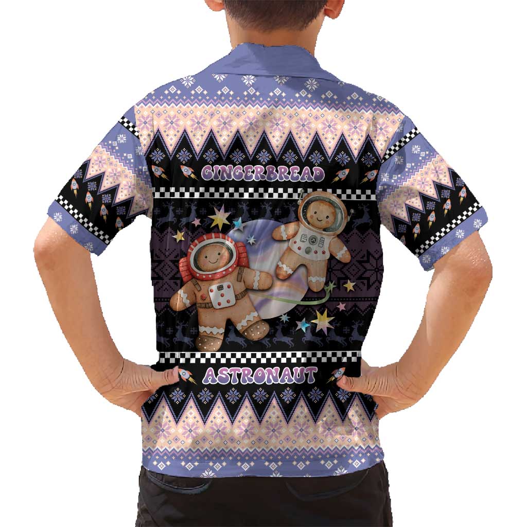 Astronaut Christmas Family Matching Long Sleeve Bodycon Dress and Hawaiian Shirt Gingerbread In Space - Wonder Print Shop