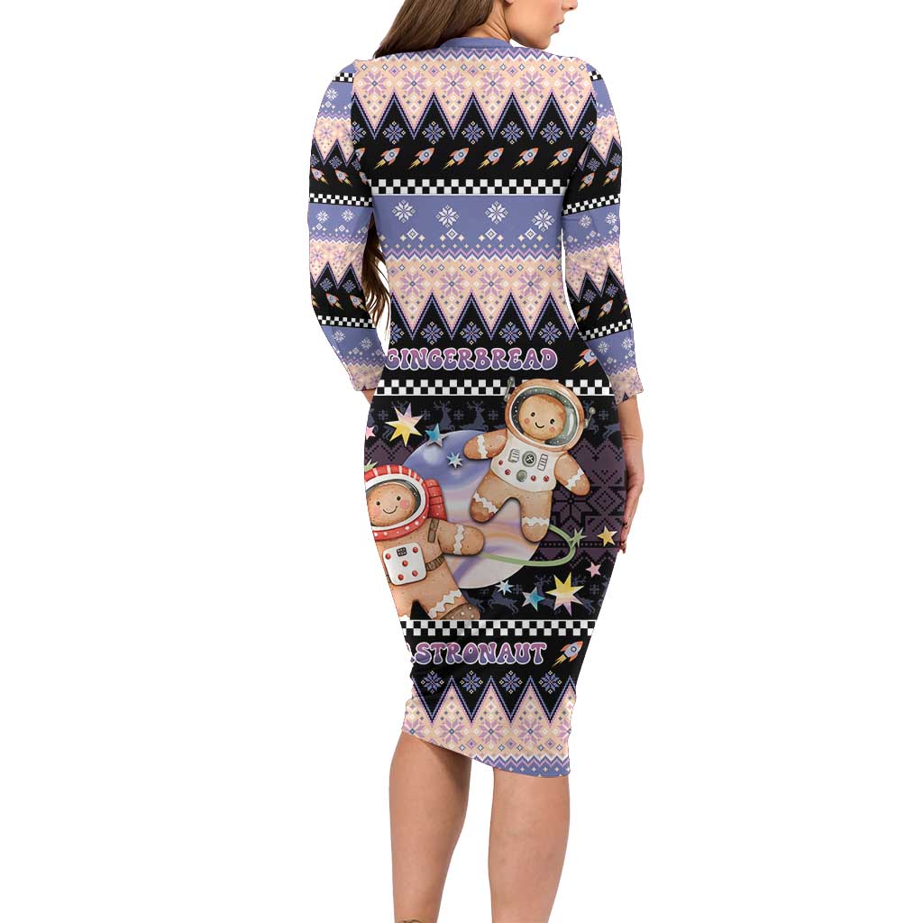 Astronaut Christmas Family Matching Long Sleeve Bodycon Dress and Hawaiian Shirt Gingerbread In Space - Wonder Print Shop
