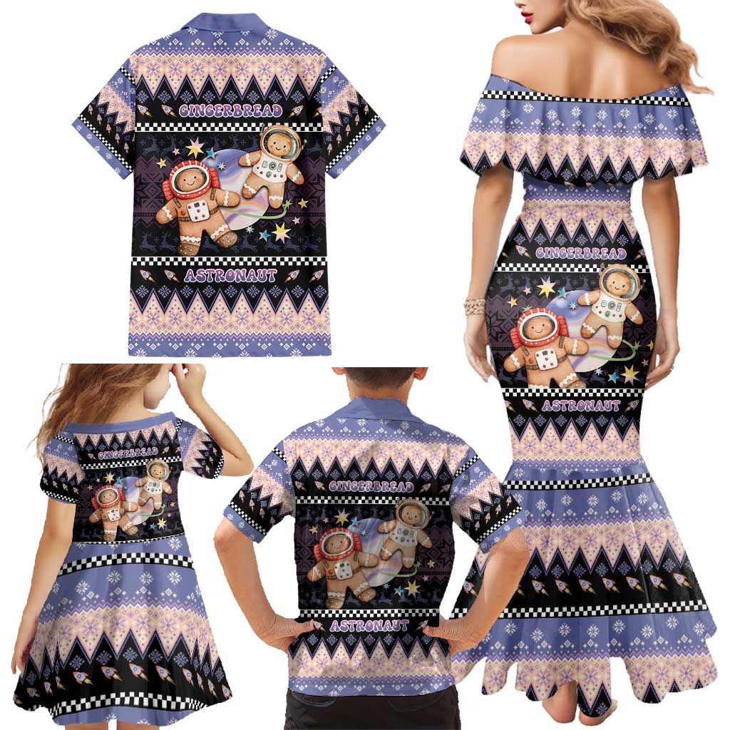 Astronaut Christmas Family Matching Mermaid Dress and Hawaiian Shirt Gingerbread In Space - Wonder Print Shop