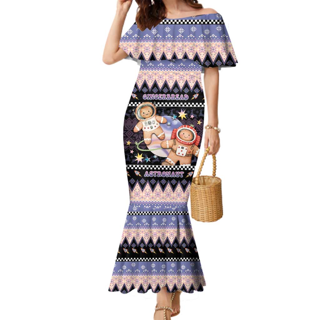 Astronaut Christmas Family Matching Mermaid Dress and Hawaiian Shirt Gingerbread In Space - Wonder Print Shop