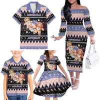 Astronaut Christmas Family Matching Off The Shoulder Long Sleeve Dress and Hawaiian Shirt Gingerbread In Space - Wonder Print Shop