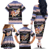 Astronaut Christmas Family Matching Off The Shoulder Long Sleeve Dress and Hawaiian Shirt Gingerbread In Space - Wonder Print Shop