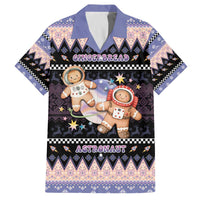 Astronaut Christmas Family Matching Off The Shoulder Long Sleeve Dress and Hawaiian Shirt Gingerbread In Space - Wonder Print Shop