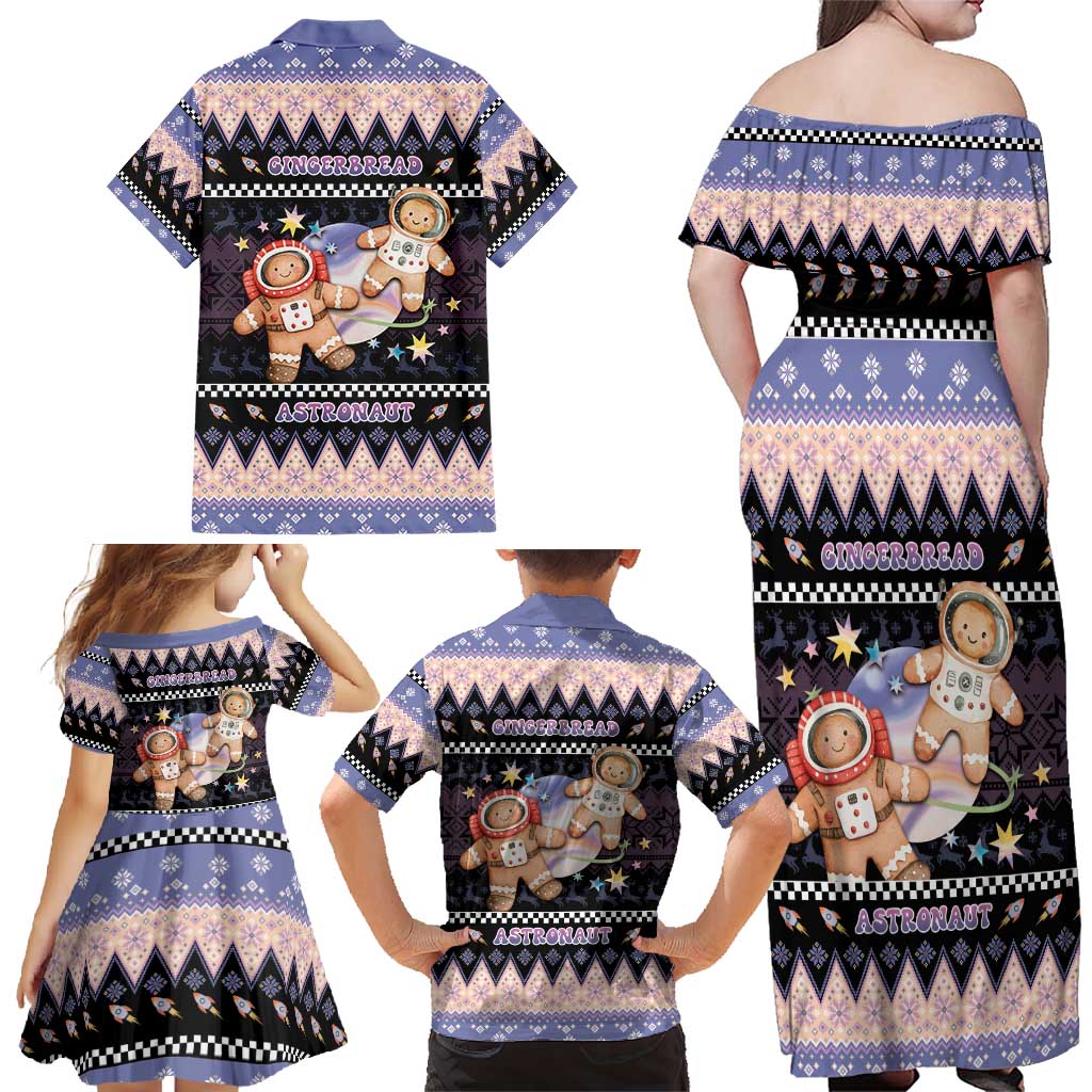Astronaut Christmas Family Matching Off Shoulder Maxi Dress and Hawaiian Shirt Gingerbread In Space - Wonder Print Shop
