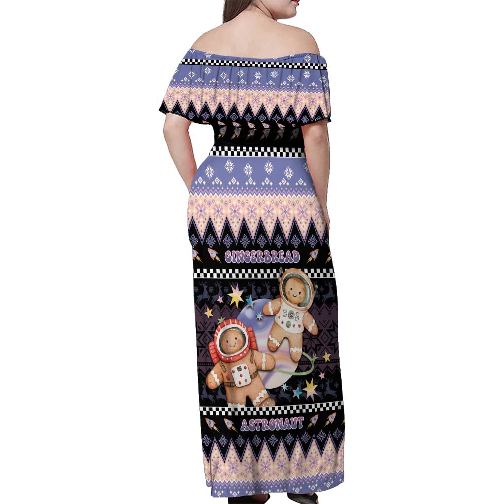 Astronaut Christmas Family Matching Off Shoulder Maxi Dress and Hawaiian Shirt Gingerbread In Space - Wonder Print Shop