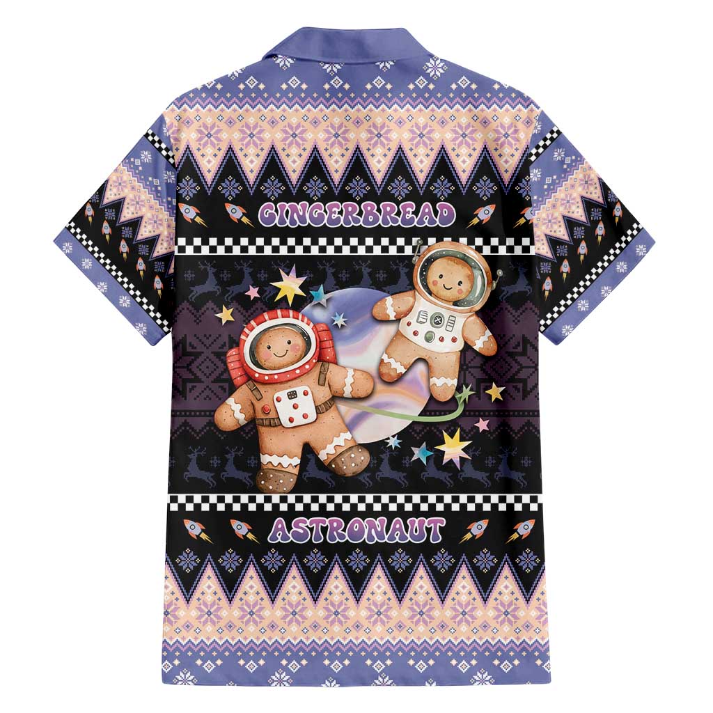 Astronaut Christmas Family Matching Off Shoulder Short Dress and Hawaiian Shirt Gingerbread In Space - Wonder Print Shop