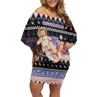 Astronaut Christmas Family Matching Off Shoulder Short Dress and Hawaiian Shirt Gingerbread In Space - Wonder Print Shop