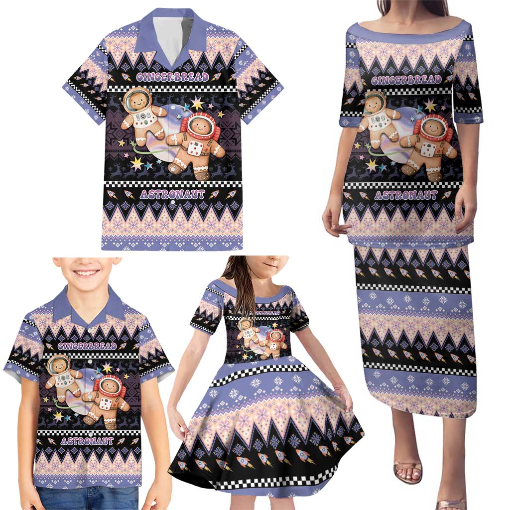 Astronaut Christmas Family Matching Puletasi and Hawaiian Shirt Gingerbread In Space - Wonder Print Shop