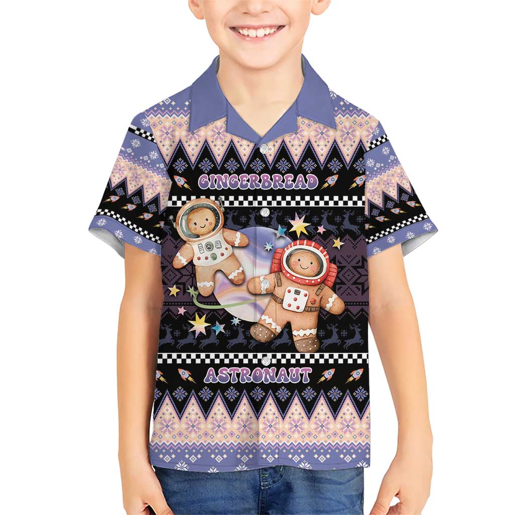 Astronaut Christmas Family Matching Short Sleeve Bodycon Dress and Hawaiian Shirt Gingerbread In Space - Wonder Print Shop