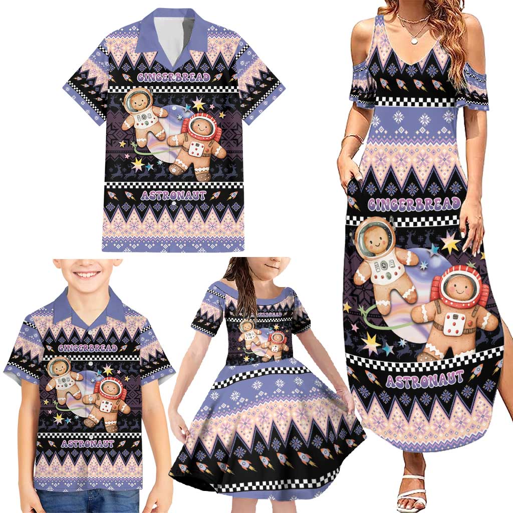 Astronaut Christmas Family Matching Summer Maxi Dress and Hawaiian Shirt Gingerbread In Space - Wonder Print Shop