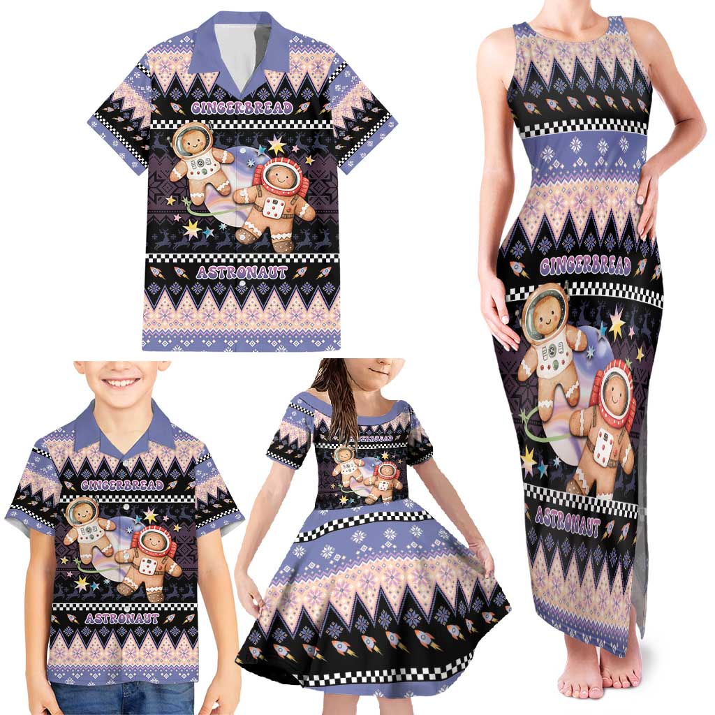 Astronaut Christmas Family Matching Tank Maxi Dress and Hawaiian Shirt Gingerbread In Space - Wonder Print Shop