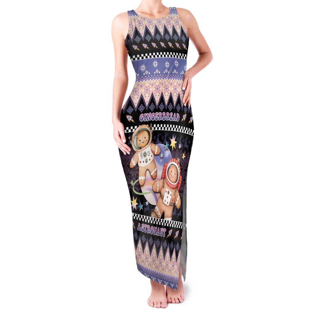 Astronaut Christmas Family Matching Tank Maxi Dress and Hawaiian Shirt Gingerbread In Space - Wonder Print Shop
