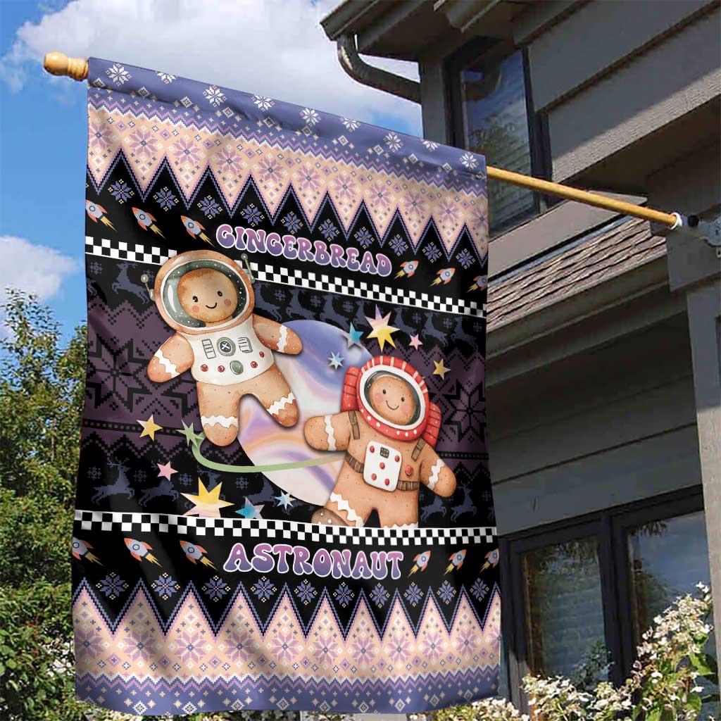 Astronaut Christmas Garden Flag Gingerbread In Space - Wonder Print Shop