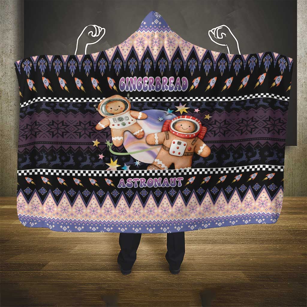 Astronaut Christmas Hooded Blanket Gingerbread In Space - Wonder Print Shop