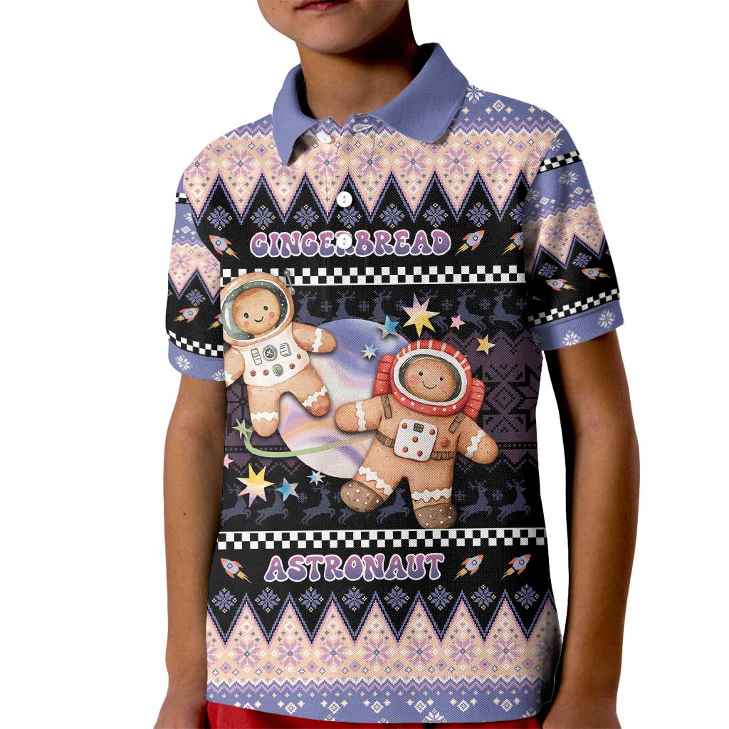 Astronaut Christmas Kid Polo Shirt Gingerbread In Space - Wonder Print Shop