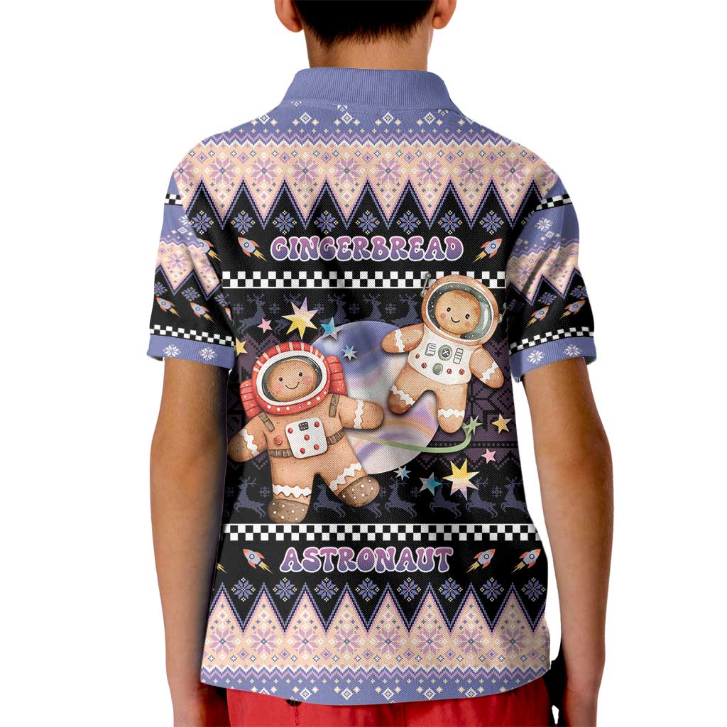 Astronaut Christmas Kid Polo Shirt Gingerbread In Space - Wonder Print Shop
